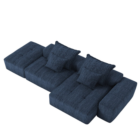 Modern Oversized Modular Sectional Sofa with Ottoman, Seat, Chaise Lounge and Armrest, Sparkling Chenille Fabric Soft Cushion Sofa with 4 Pillows,4 PCS DIY Combination Tufted Sofa,No Assembly Required