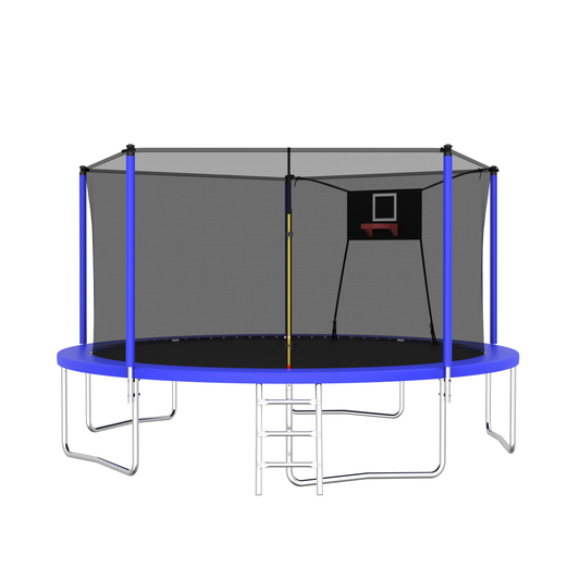 14FT Trampoline ,Sports Fitness Trampolines with Enclosure Net, Recreational Trampolines for Outdoor Indoor