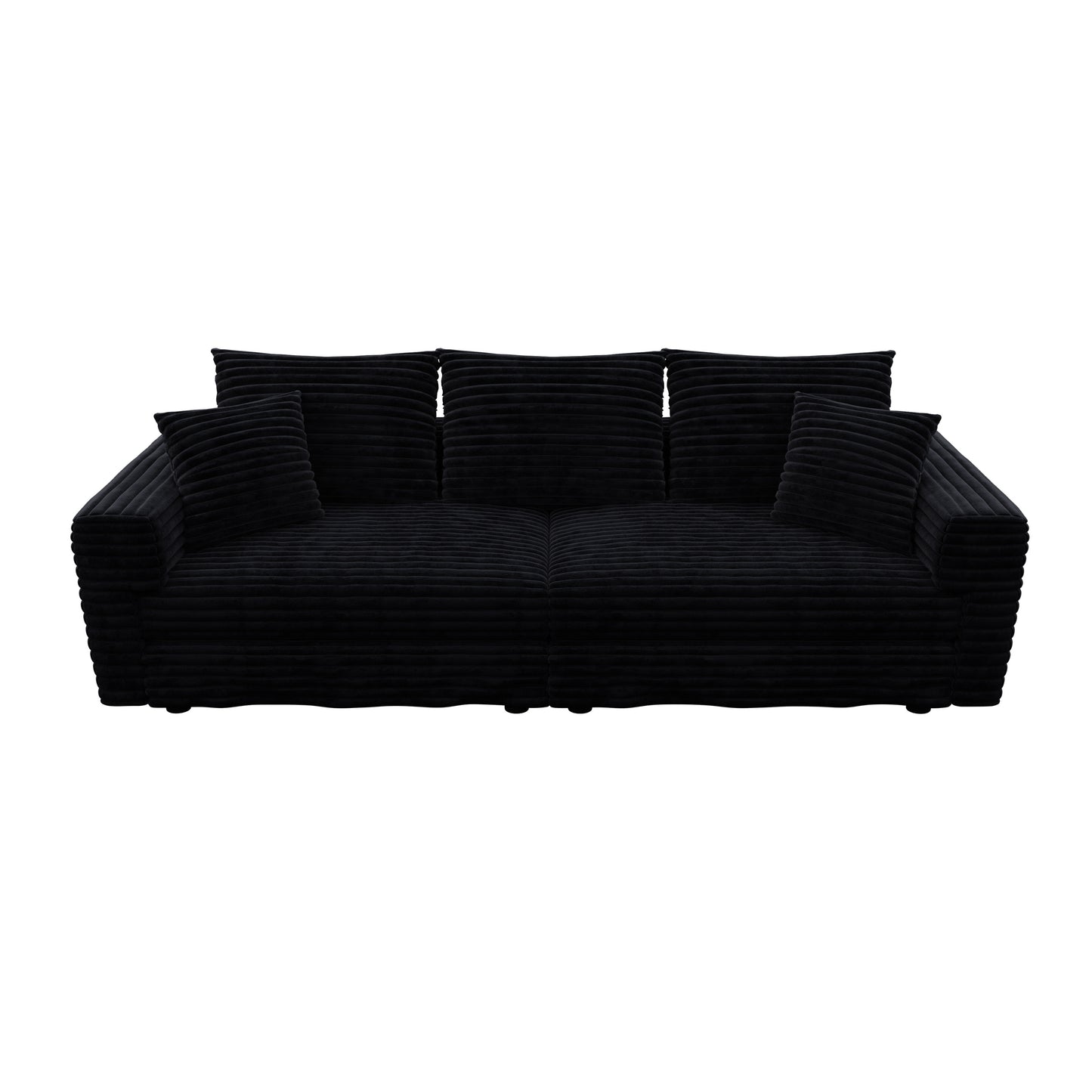 82.7 ' Plush Corduroy 3-Seat Sofa,Modern Comfy Upholstered Sofa Cloud Couch,Deep Seat Couches with Soft Pillows,Convertible Deep Seat Sofa Lounge Chair for Living Room Bedroom,Apartment,Office,Black