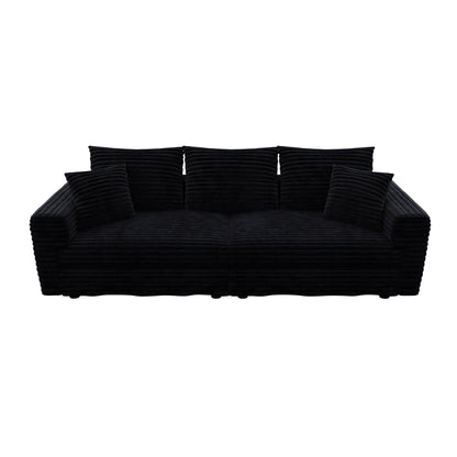 82.7 ' Plush Corduroy 3-Seat Sofa,Modern Comfy Upholstered Sofa Cloud Couch,Deep Seat Couches with Soft Pillows,Convertible Deep Seat Sofa Lounge Chair for Living Room Bedroom,Apartment,Office,Black