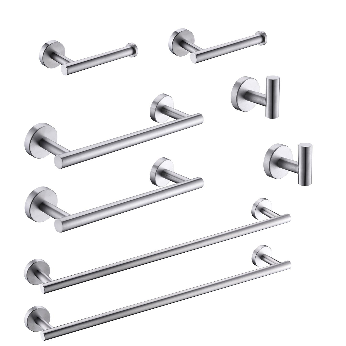 8-Pieces Brushed Nickel Bathroom Accessories Set, Stainless Steel Bathroom Hardware Set, Bath Towel Bar Set, Towel Racks for Bathroom Wall Mounted.