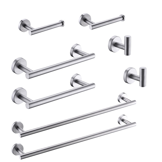 8-Pieces Brushed Nickel Bathroom Accessories Set, Stainless Steel Bathroom Hardware Set, Bath Towel Bar Set, Towel Racks for Bathroom Wall Mounted.