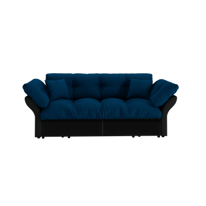74.8 ' Queen Pull Out Sofa Bed, 3-in-1 Convertible Sleeper Tufted Sofa with 2 Soft Pillows, Multi-Functional Velvet Loveseat Bed, Blue