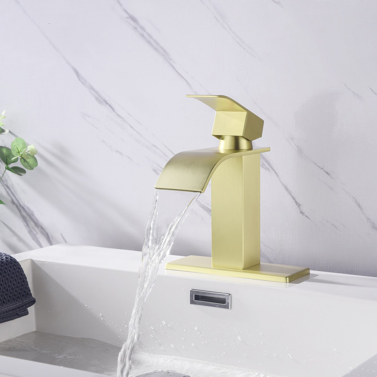 Waterfall Spout Bathroom Faucet,Single Handle Bathroom Vanity Sink Faucet