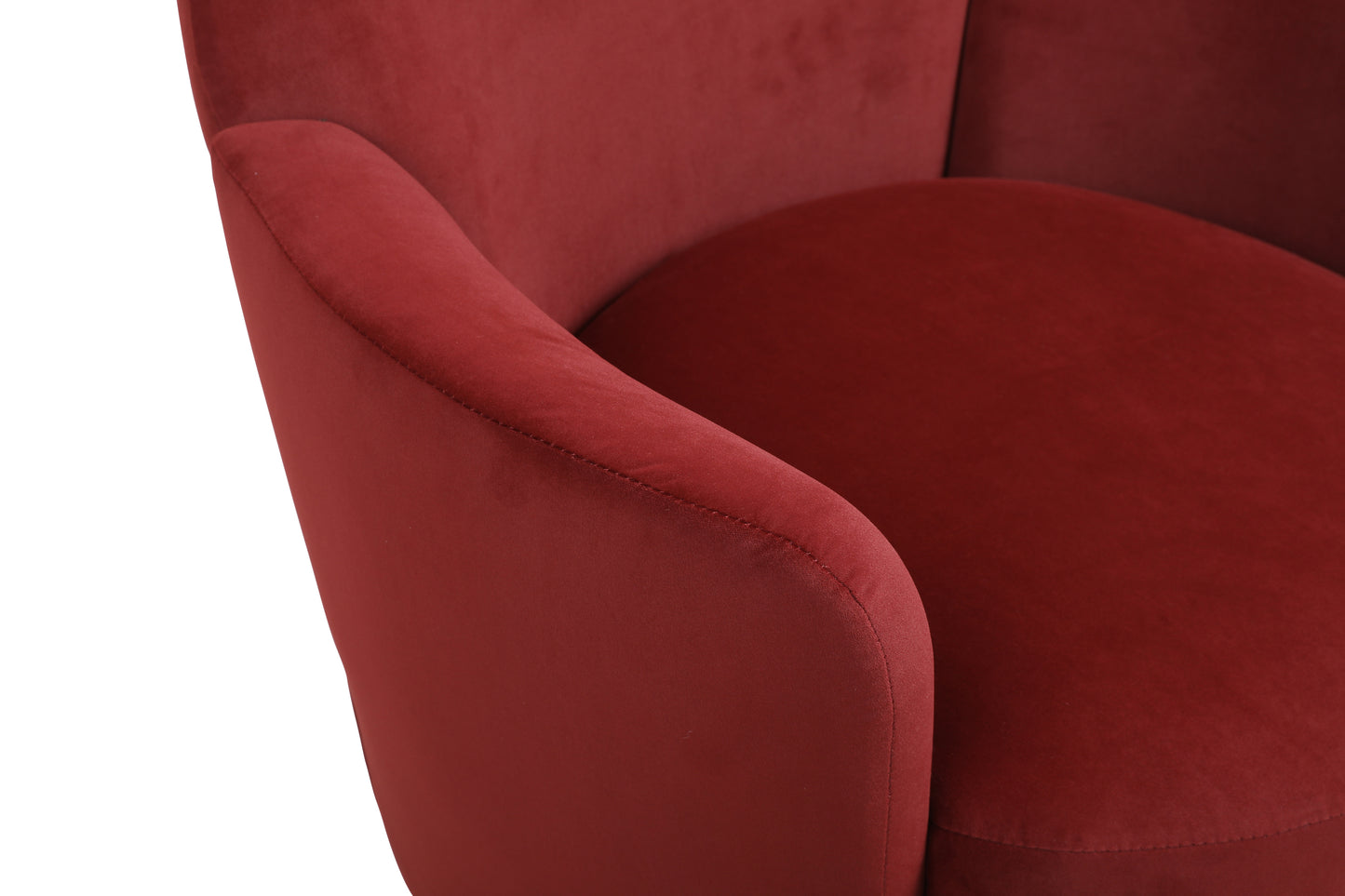 Silla de barril giratoria de terciopelo, sillas giratorias decorativas, sillón para sala de estar, sillas de lectura para dormitorio, cómodas, sillas de barril redondas con base de acero inoxidable dorado (rojo pardusco)