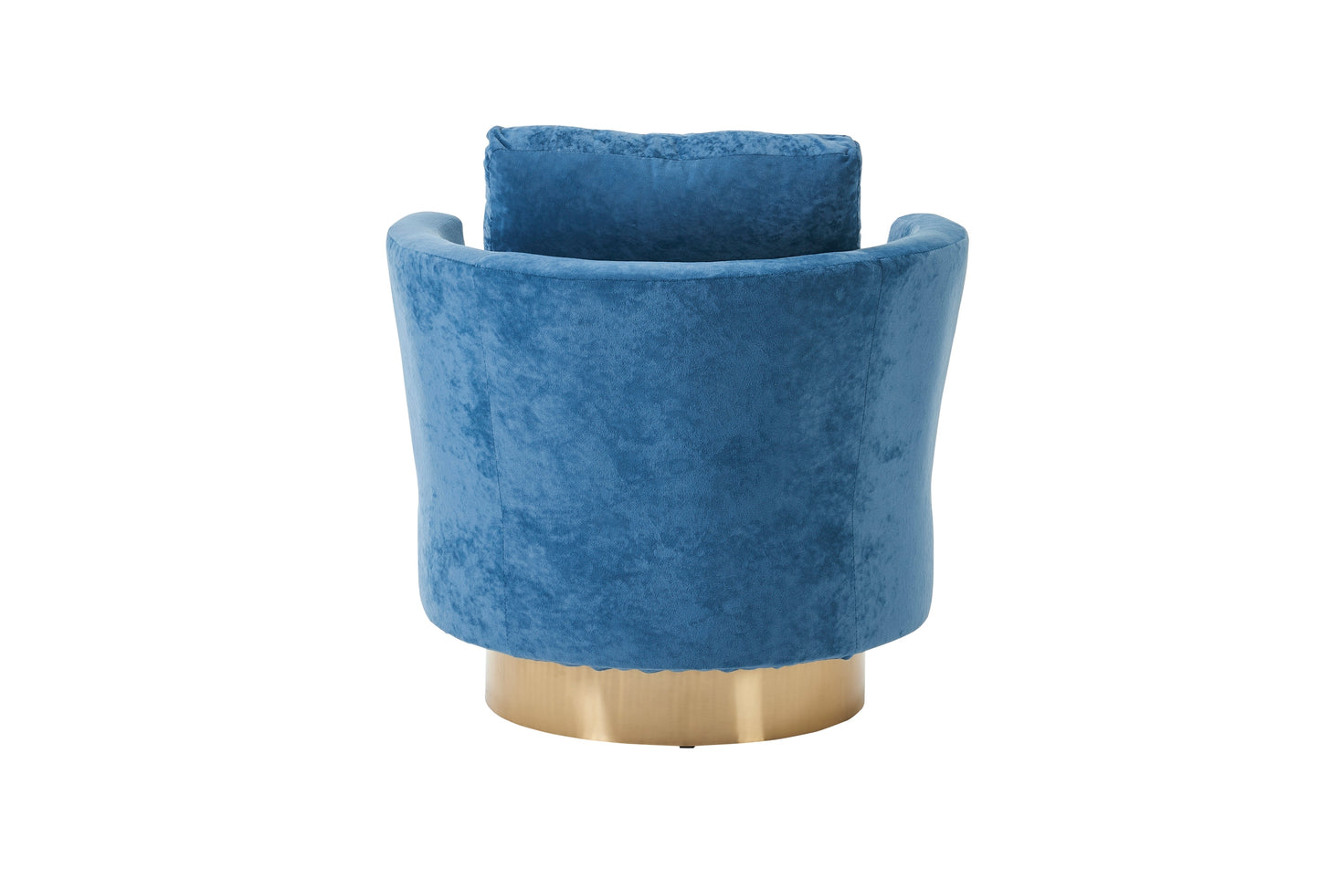 Silla de barril giratoria de terciopelo, sillas giratorias decorativas, sillón para sala de estar, sillas de lectura para dormitorio, cómodas, sillas redondas con base de acero inoxidable dorado (azul polvoriento)