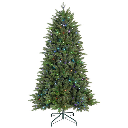 7FT Prelit Christmas Tree with 340 RGB LED Lights & Easy Power Setup, 2126 PE/PVC Tips, 50 Functions – Multicolor Artificial Holiday Tree for Home, Party, or Living Room Decor