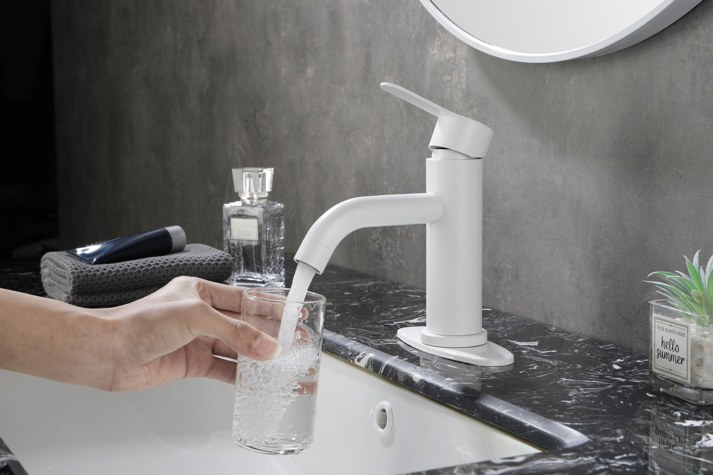 Grifo de baño con caño en cascada, Grifo monomando para lavabo de tocador de baño