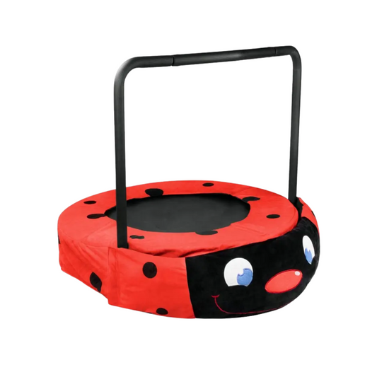 XTP003 Ladybug-Shaped Children's Trampoline Black and Red Iron Tube Foldable for Kids Age 3-7 Indoor Outdoor Use