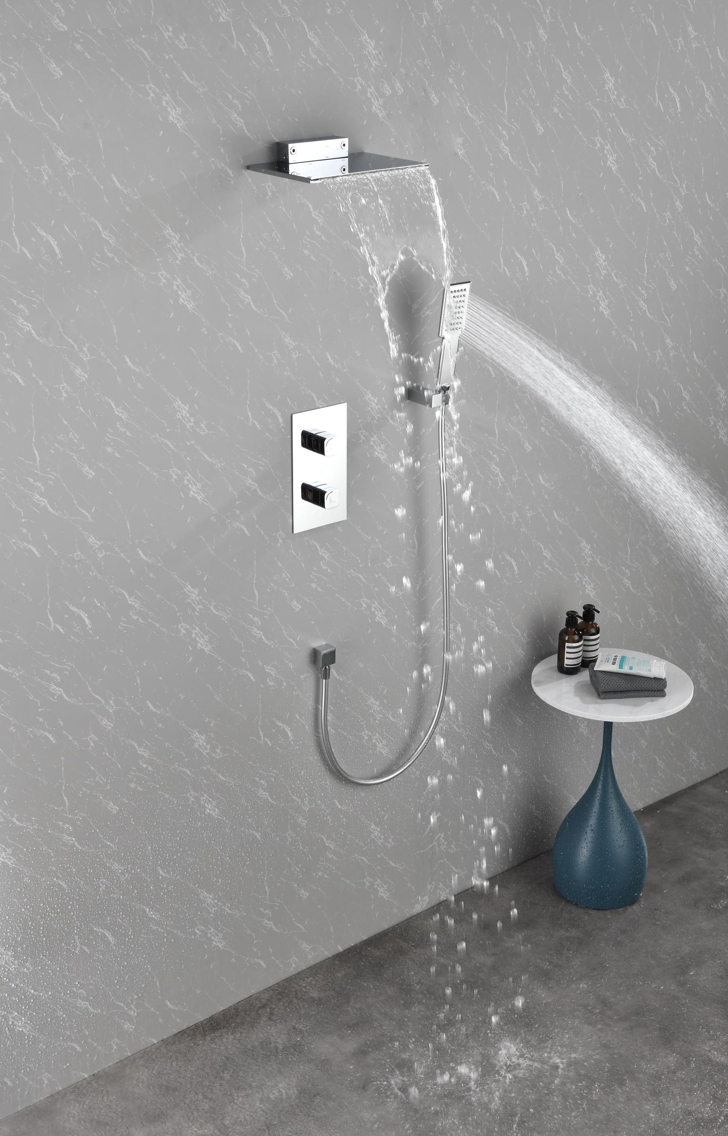 Waterfall Spout Wall Mounted shower  with Handheld   Shower  Systems