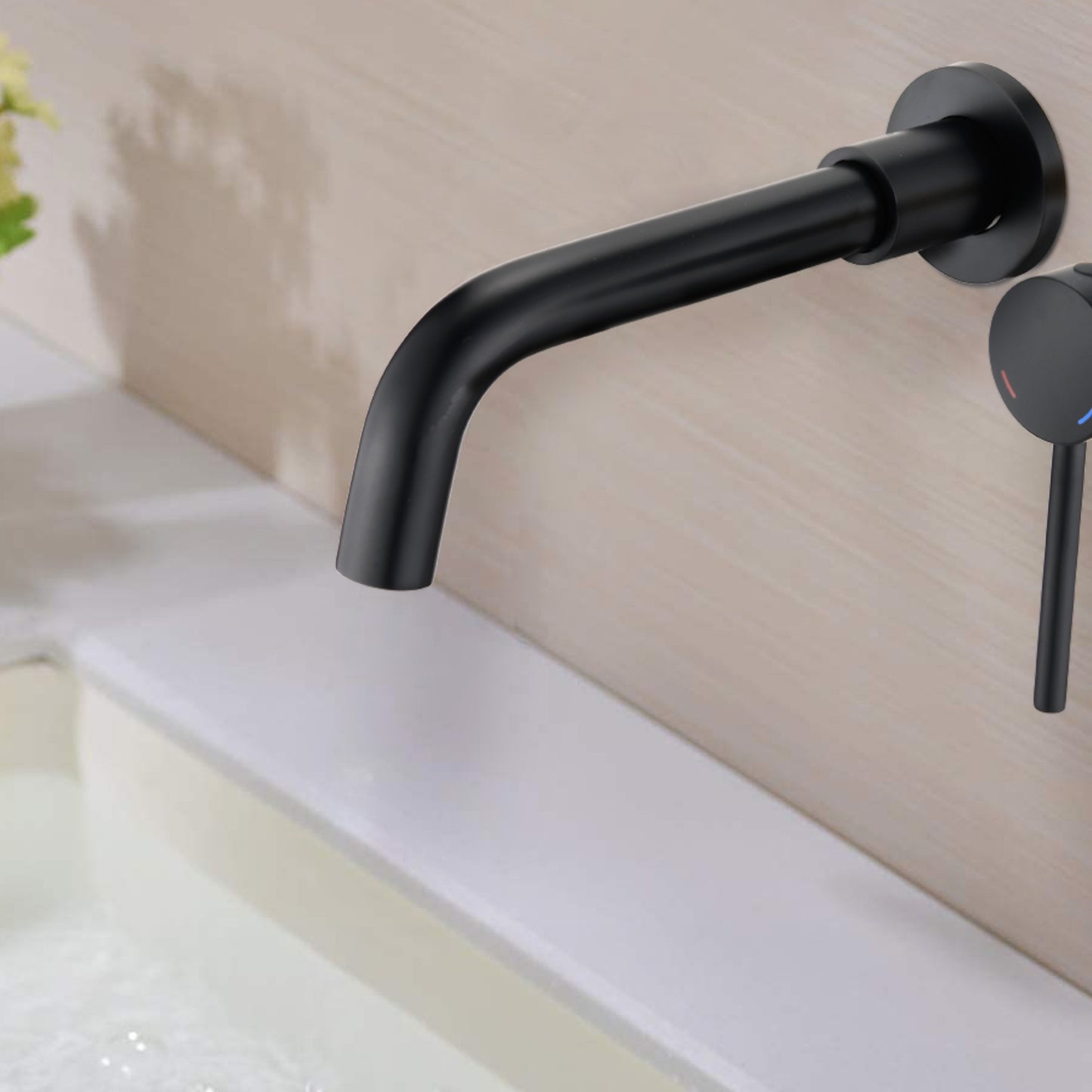 Wall Mount Single Handle Bathroom Faucet Matte Black