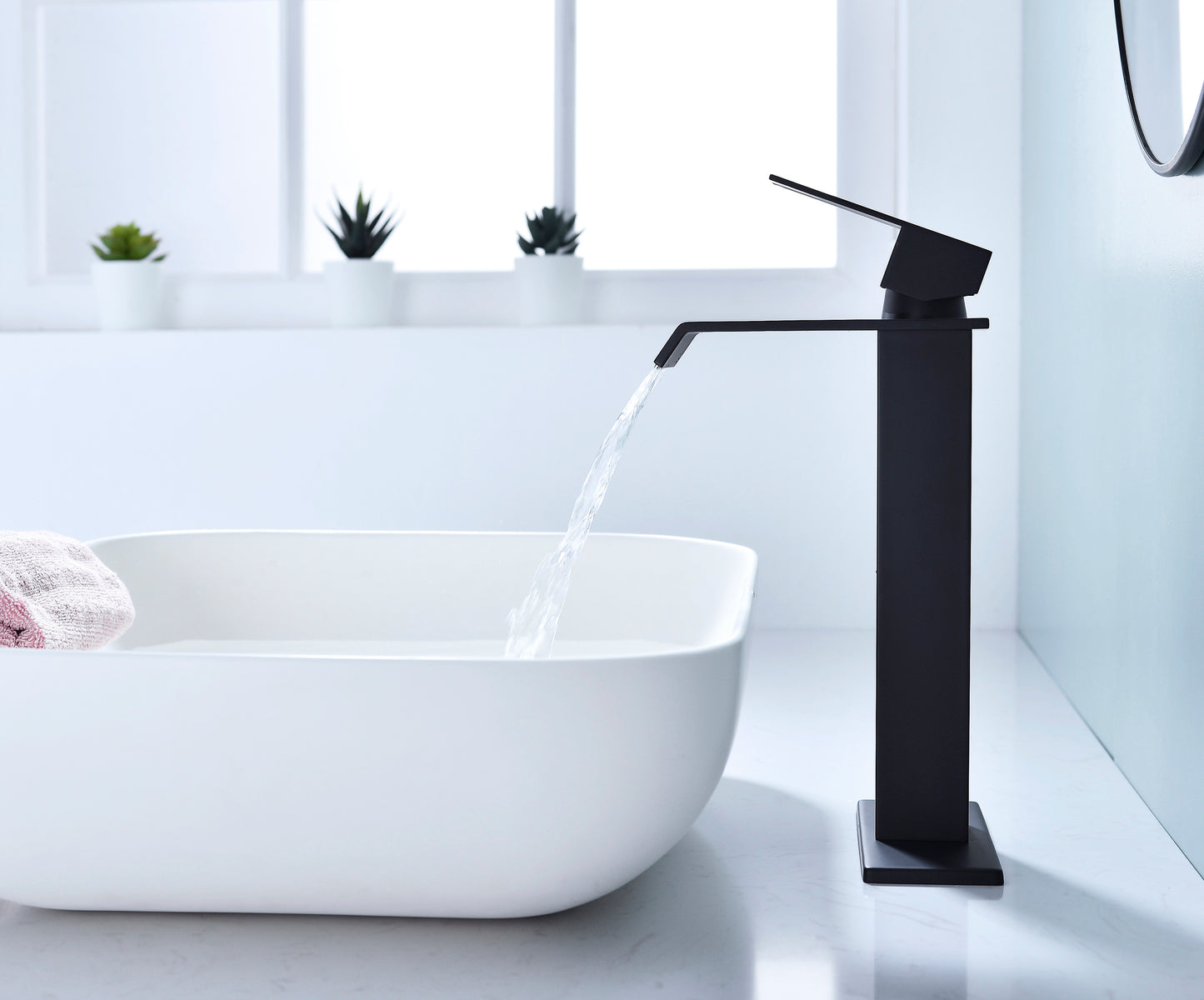 Waterfall Spout Bathroom Faucet,Single Handle Bathroom Vanity Sink Faucet