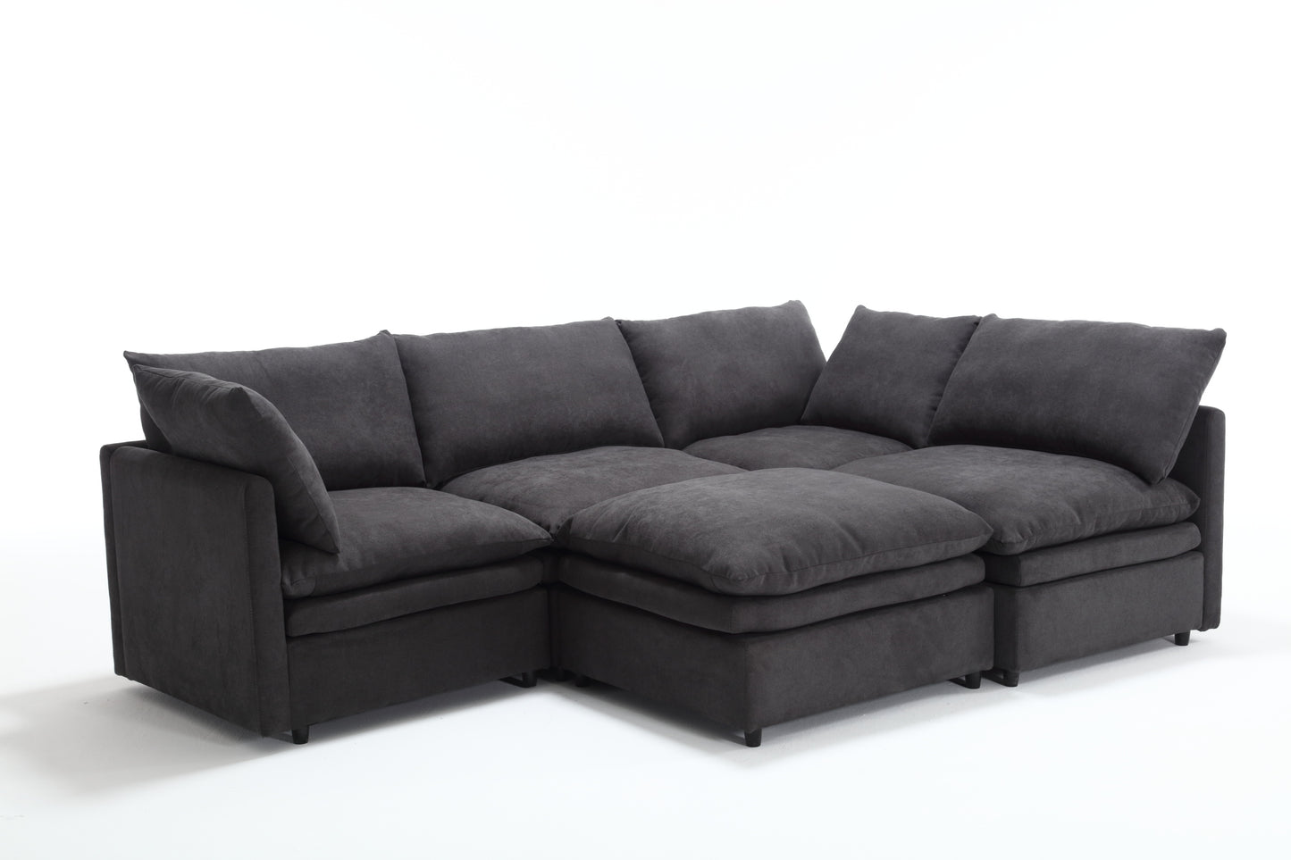 [VIDEO PROVIDED] Modern U-shaped Sectional Sofa ,5-seat Upholstered  Sofa Furniture,Sleeper Sofa Couch with Chaise Lounge for Living Room,Apartment,Dark Gray,Polyester