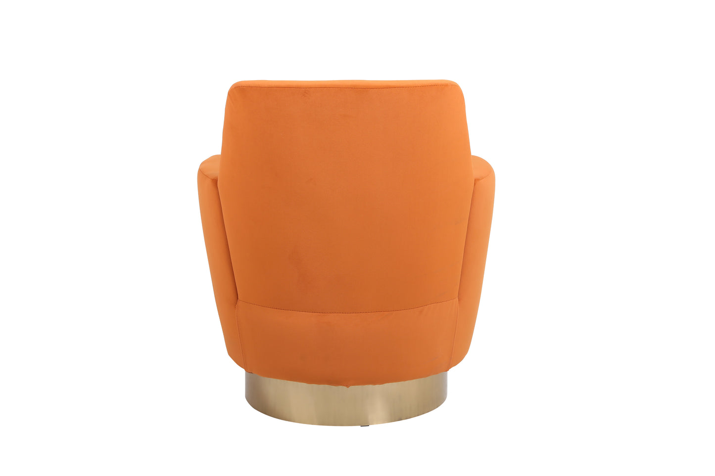 Velvet Swivel Barrel Chair, Swivel Accent Chairs Armchair for Living Room, Reading Chairs for Bedroom Comfy, Round Barrel Chairs with Gold Stainless Steel Base (Orange)