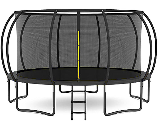 16FT Outdoor Big Trampoline With Backboard&ball,Light,Shoes Bag,Anchor Kit,Inner Safety Net,Ladder,Spring Cover Padding,For Kids, Black Color
