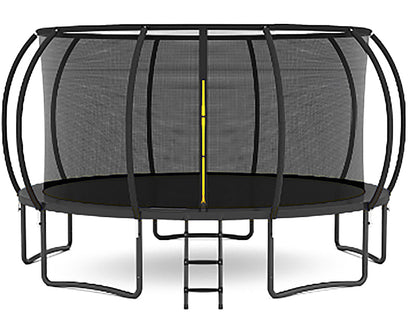16FT Outdoor Big Trampoline With Backboard&ball,Light,Shoes Bag,Anchor Kit,Inner Safety Net,Ladder,Spring Cover Padding,For Kids, Black Color