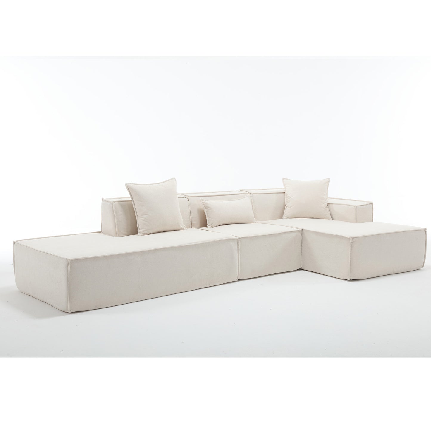 [VIDEO PROVIDED] Modular combination living room sofa set, modern minimalist sofa, free installation sofa, L-shaped, Italian minimalist tofu block sofa, Beige