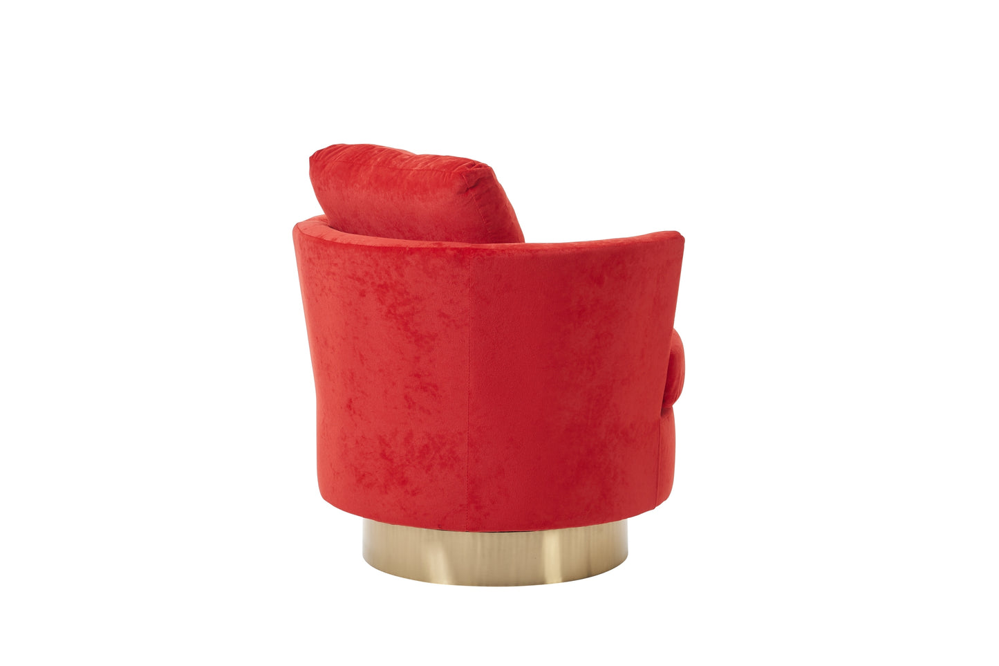 Silla giratoria de terciopelo, sillas giratorias decorativas, sillón para sala de estar, sillas de lectura para dormitorio, cómodas, sillas redondas con base de acero inoxidable dorado (rojo)