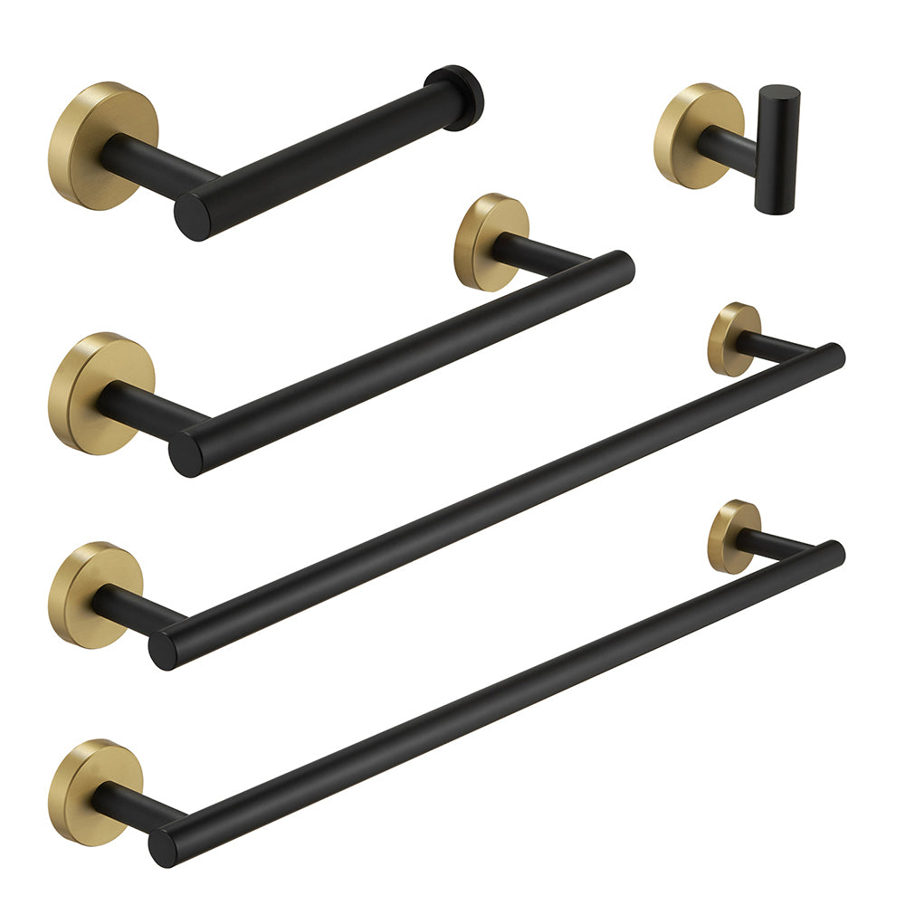 5-Pieces Brushed Nickel Gold Bathroom Accessories Set, Stainless Steel Bathroom Hardware Set, Bath Towel Bar Set, Towel Racks for Bathroom Wall Mounted.