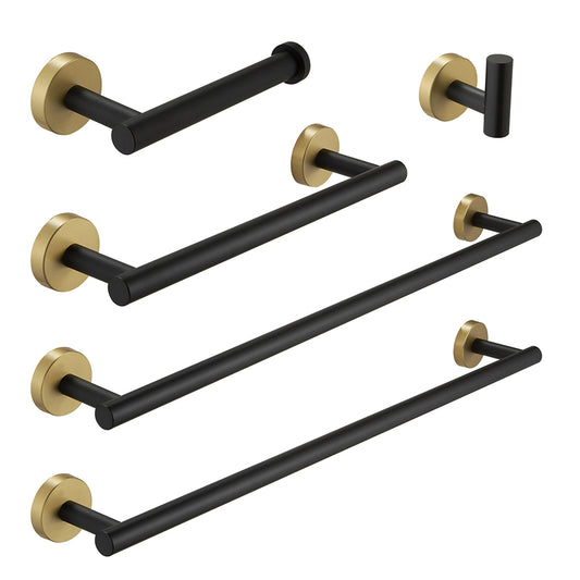 5-Pieces Brushed Nickel Gold Bathroom Accessories Set, Stainless Steel Bathroom Hardware Set, Bath Towel Bar Set, Towel Racks for Bathroom Wall Mounted.