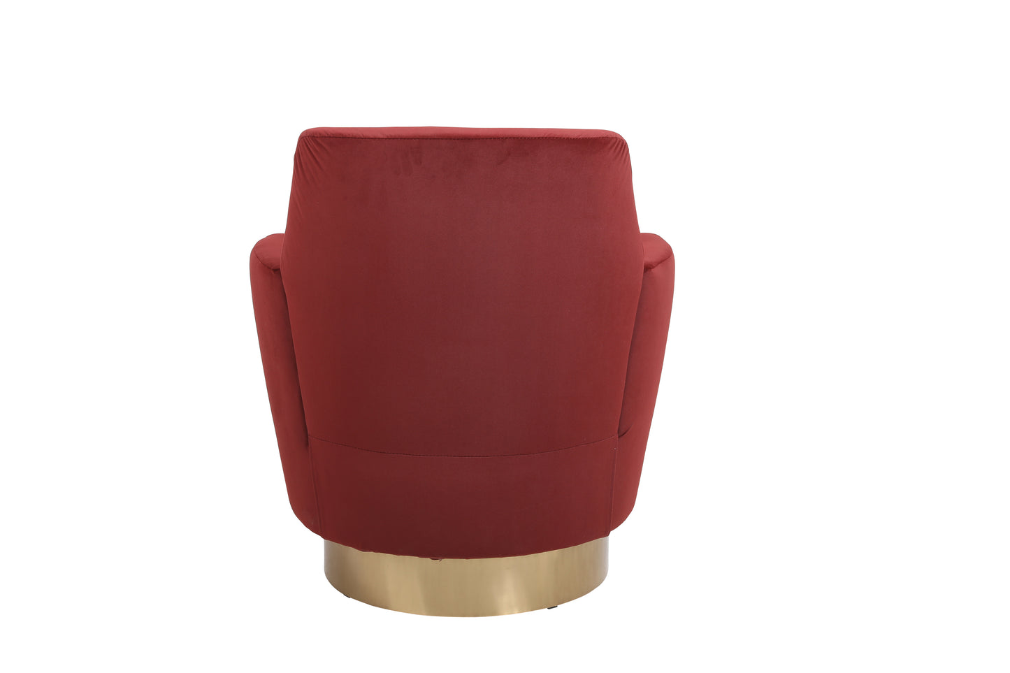 Silla de barril giratoria de terciopelo, sillas giratorias decorativas, sillón para sala de estar, sillas de lectura para dormitorio, cómodas, sillas de barril redondas con base de acero inoxidable dorado (rojo pardusco)