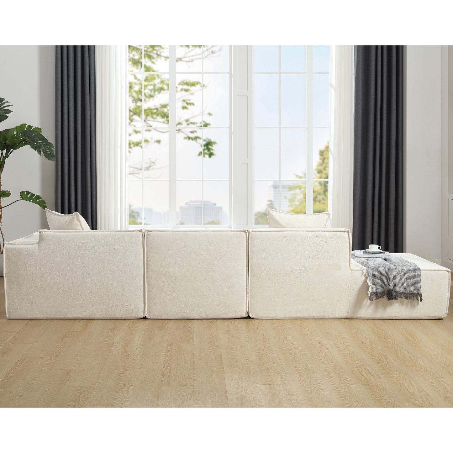 [VIDEO PROVIDED] Modular combination living room sofa set, modern minimalist sofa, free installation sofa, L-shaped, Italian minimalist tofu block sofa, Beige