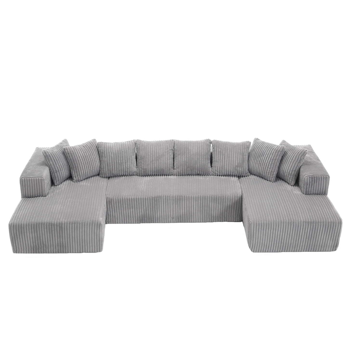 [NEW ARRIVED] [VIDEO PROVIDED]131'' Modular Sectional Couch, U-shaped sofa , Chaise Lounge, Striped fabric,Upholstered 4 Seater Couch for Living Room, Bedroom, Free Combination Sofa (Corduroy), Gray