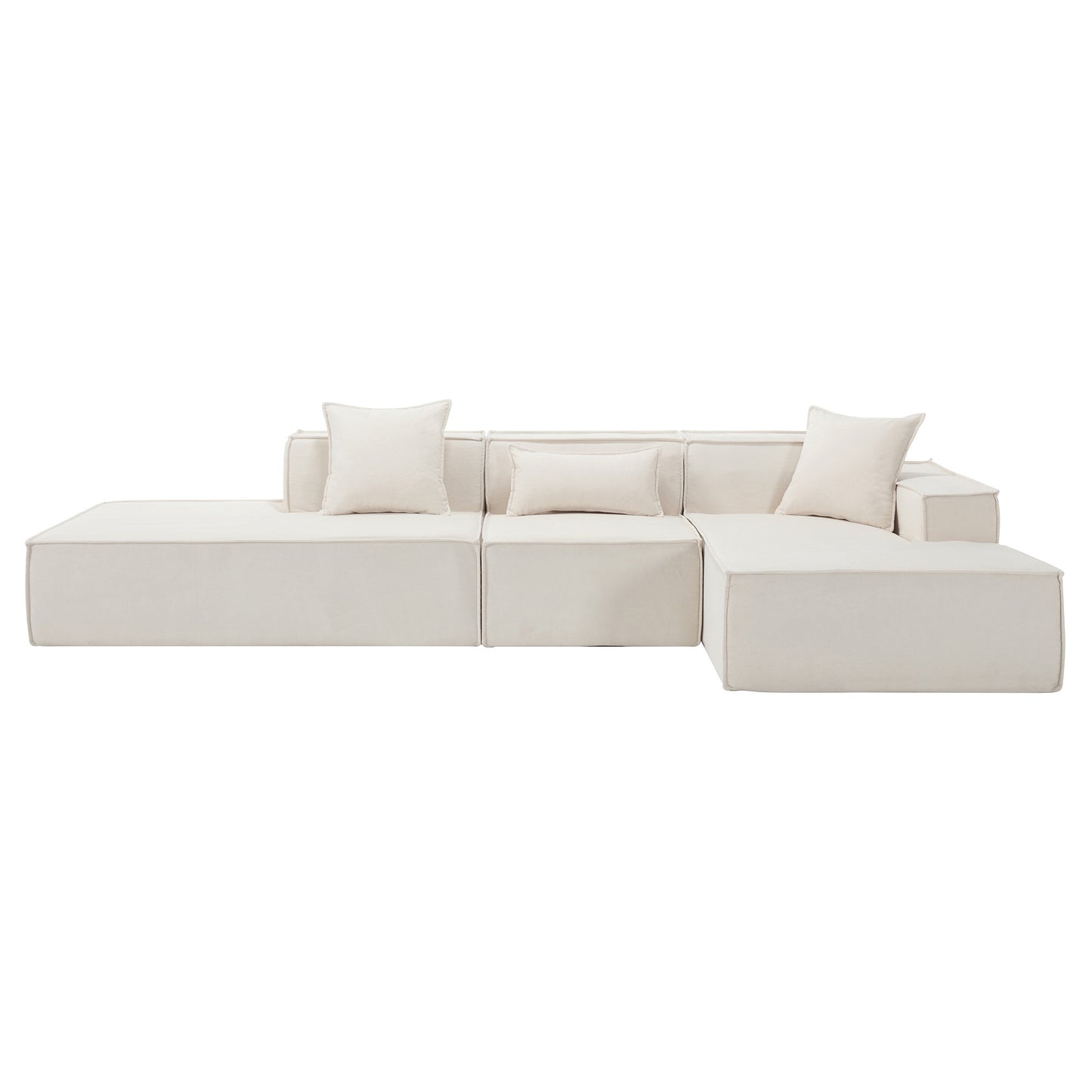 [VIDEO PROVIDED] Modular combination living room sofa set, modern minimalist sofa, free installation sofa, L-shaped, Italian minimalist tofu block sofa, Beige