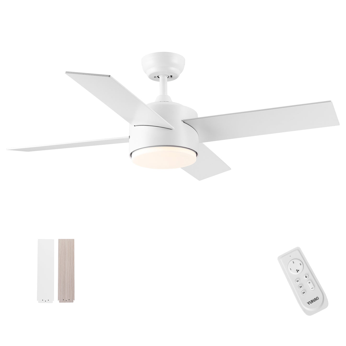 YUHAO 44 In Intergrated LED Ceiling Fan Lighting with White ABS Blade