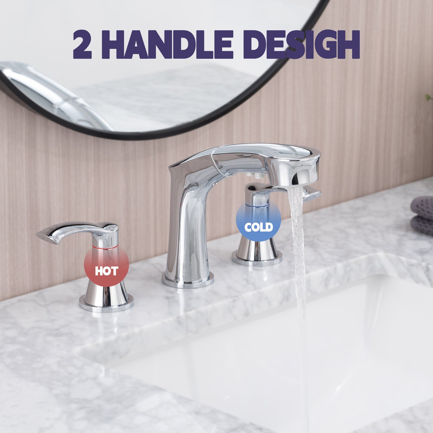 Widespread Pull Out Sprayer Bathroom Faucet, 2-handle Bathroom Sink Faucet