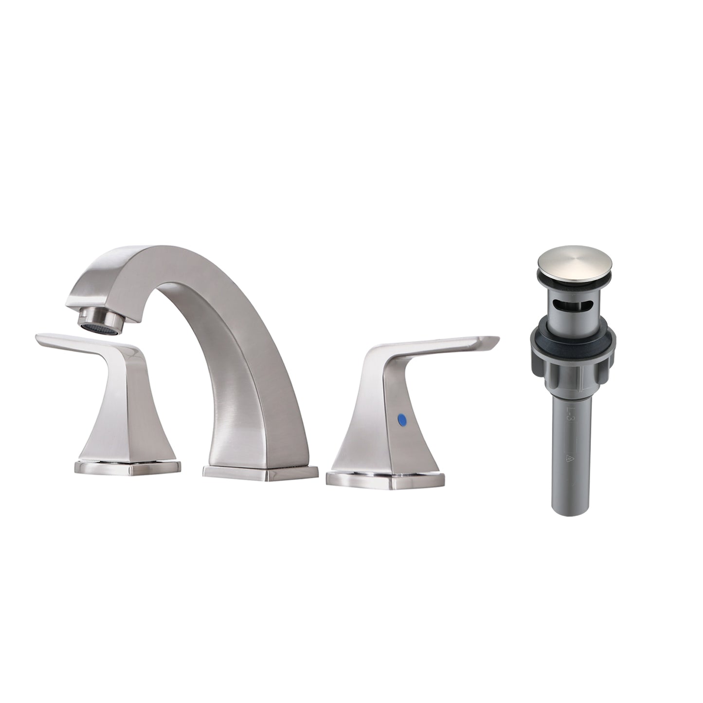 Widespread 2 Handles Bathroom Faucet with Pop Up Sink Drain Brushed Nickel