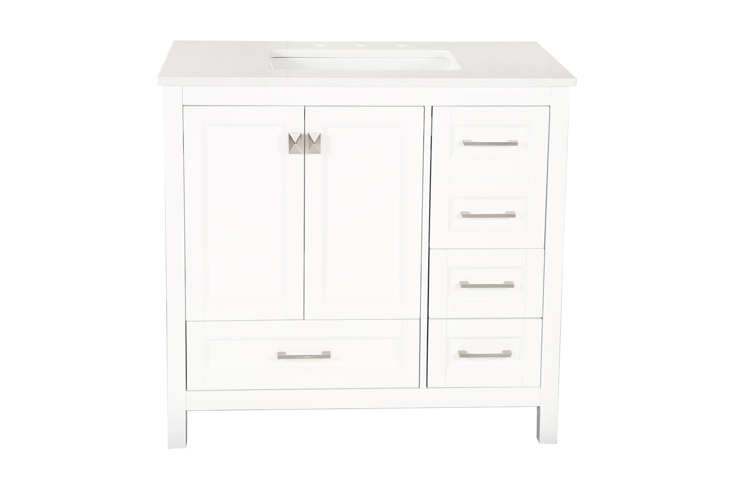 Vanity Sink Combo featuring a Marble Countertop, Bathroom Sink Cabinet, and Home Decor Bathroom Vanities - Fully Assembled White 36-inch Vanity with Sink 23V03-36WH