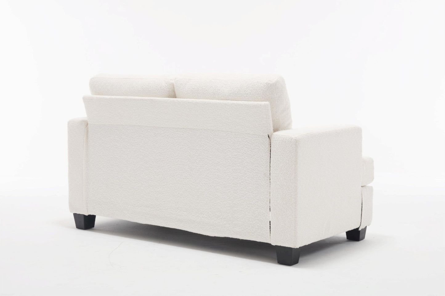 [VIDEO PROVIDED] 63" Length Modern Loveseat for Living Room, Sofas & couches with Square Armrest, Removable back Cushion and 2pcs waist pillow  (White&Gray Fabric)