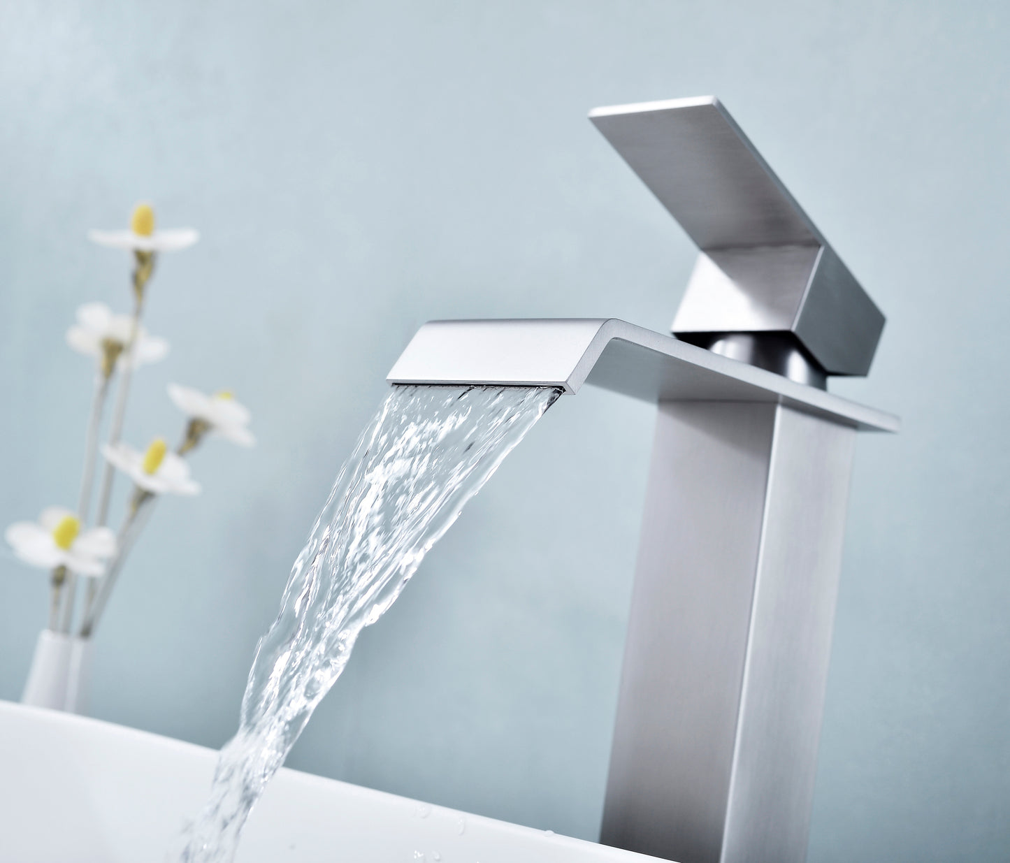 Grifo de baño con caño en cascada, Grifo monomando para lavabo de tocador de baño