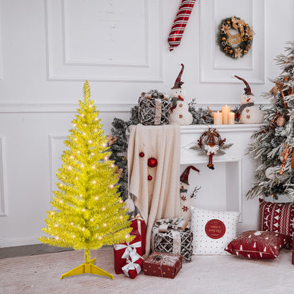 4FT Gold Christmas Tree with 50 UL Lights, 122 PVC Tips – Prelit Artificial Holiday Tree for Indoor Decoration, Small Space, Tabletop, Apartment, or Office