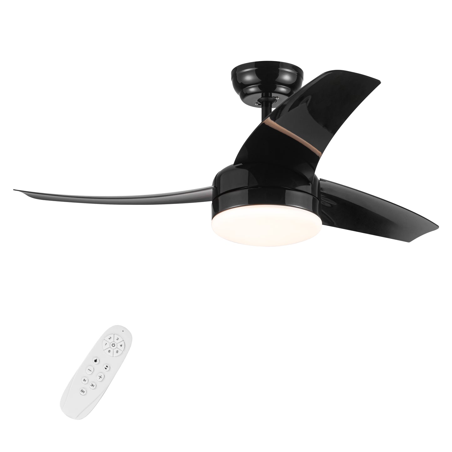 YUHAO 42-Inch 3-Blade Matte Black DC Motor Modern Contemporary LED Ceiling Fan-42 in x 42 in x 10.34 in