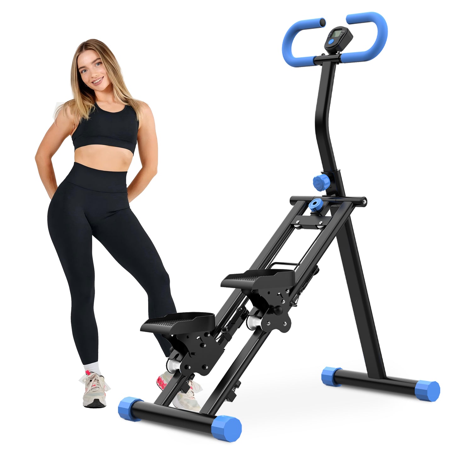 Stair Stepper for Home-Upgrade Vertical Climber Workout Machine for Full-Body Exercise Climber Fitness Equipment with Stable Frame Adjustable Handlebar-Blue
