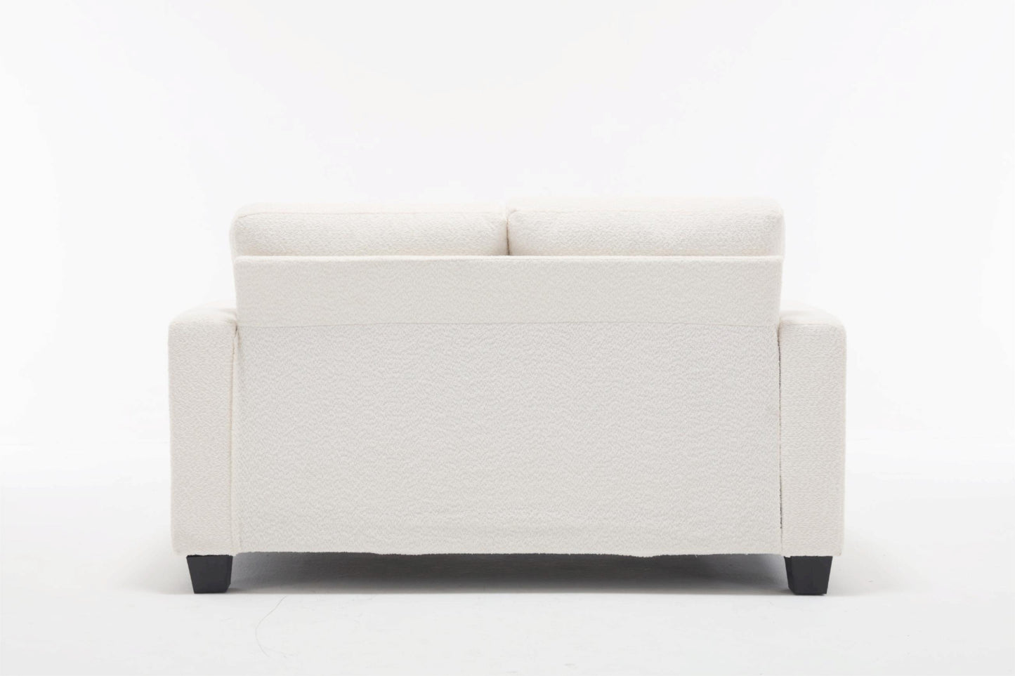 [VIDEO PROVIDED] 63" Length Modern Loveseat for Living Room, Sofas & couches with Square Armrest, Removable back Cushion and 2pcs waist pillow  (White&Gray Fabric)