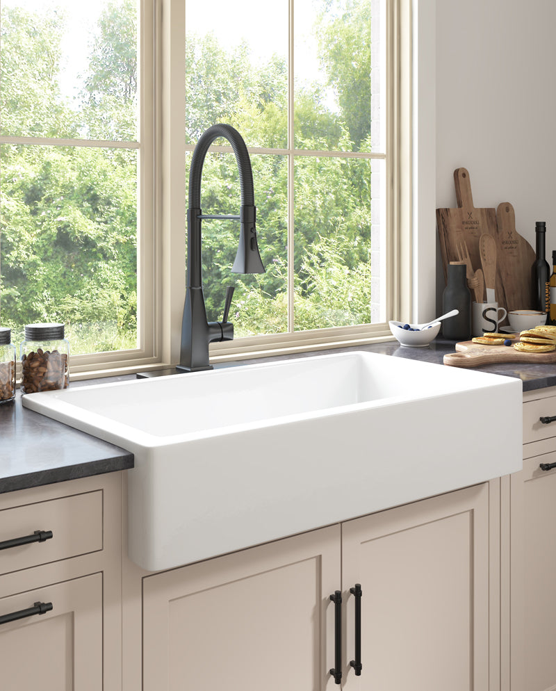 White Farmhouse Sink Deep Apron Sink Undermount Farmhouse Kitchen Sink Single Farm Sink