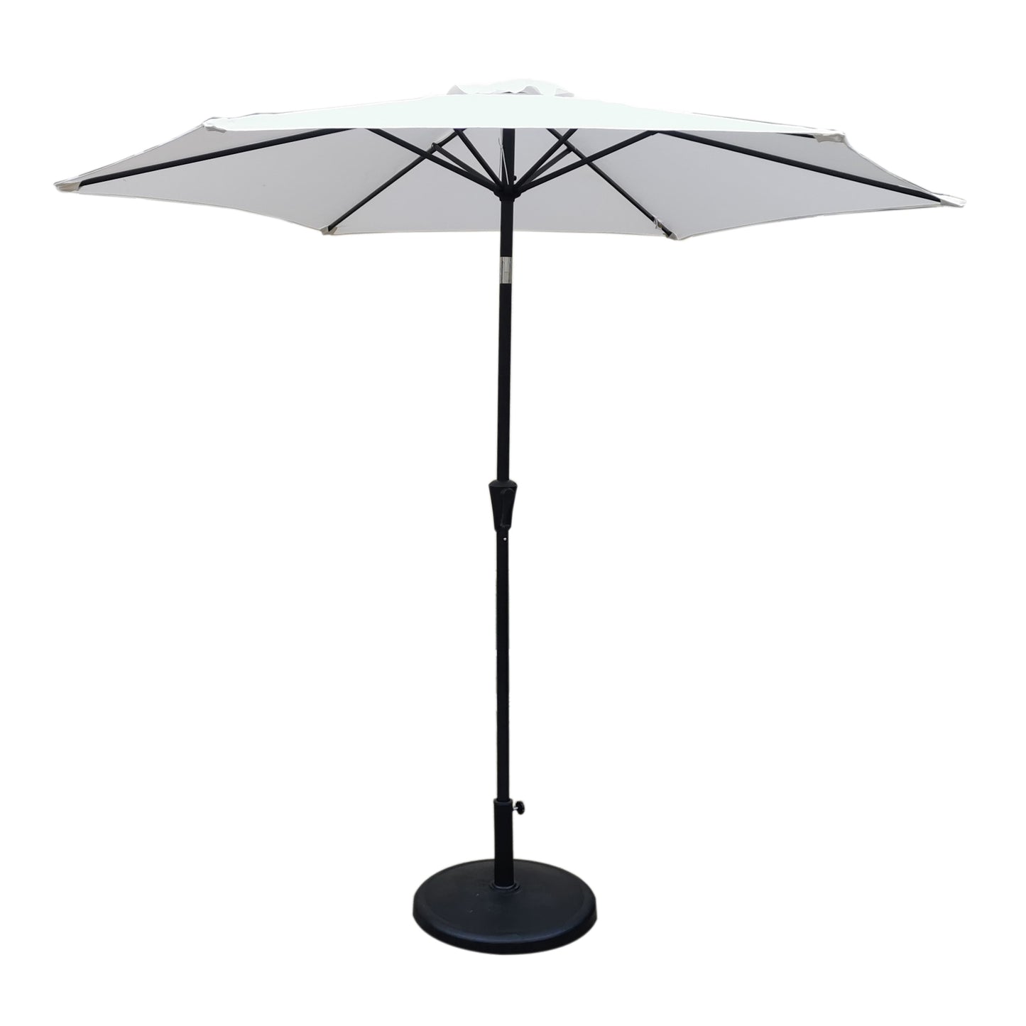 Outdoor Aluminum Patio Umbrella with Round Resin Base and Tilt Function, Cream, 9ft