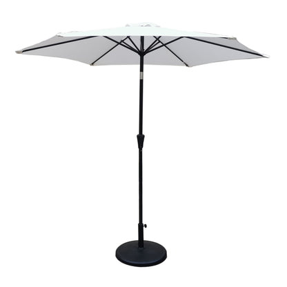 Outdoor Aluminum Patio Umbrella with Round Resin Base and Tilt Function, Cream, 9ft