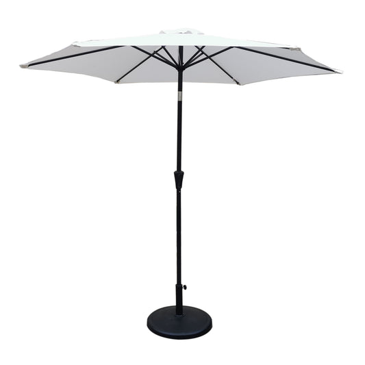 Outdoor Aluminum Patio Umbrella with Round Resin Base and Tilt Function, Cream, 9ft