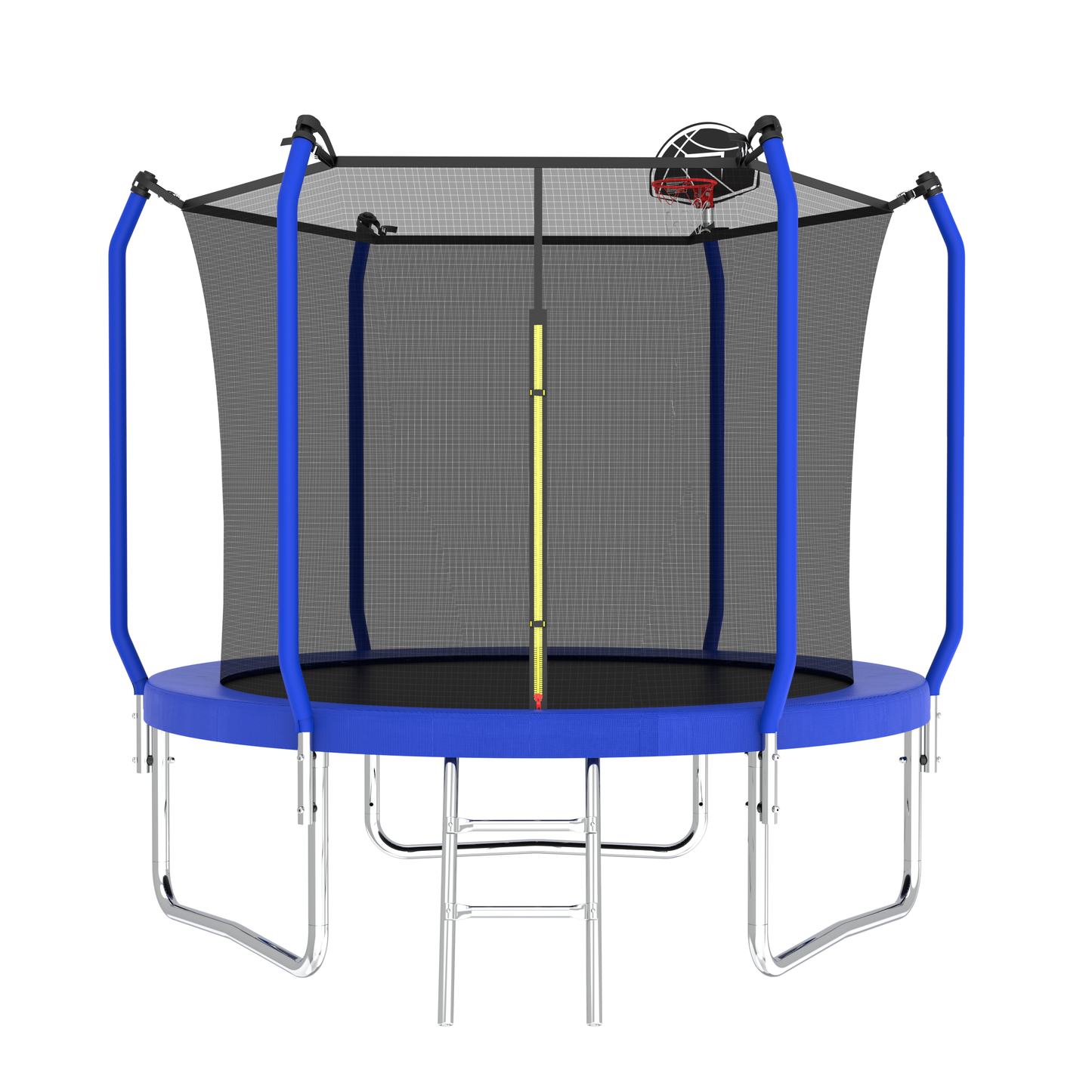 8FT Trampoline with Basketball Hoop,  ASTM Approved Reinforced Type Outdoor Trampoline with Enclosure Net