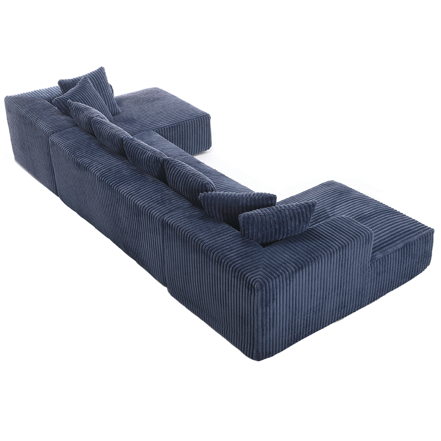 [NEW ARRIVED] [VIDEO PROVIDED]131'' Modular Sectional Couch, U-shaped sofa , Chaise Lounge, Striped fabric,Upholstered 4 Seater Couch for Living Room, Bedroom, Free Combination Sofa (Corduroy), Blue