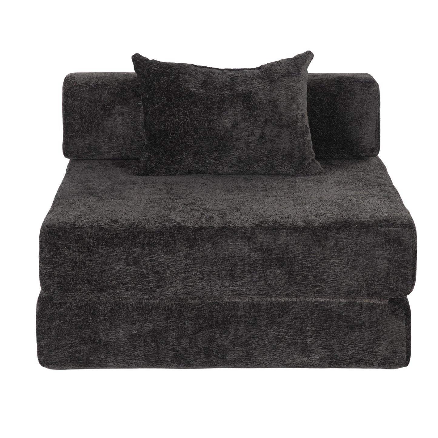Compression Sofa,Convertible Floor Sofa Bed with Fixed-Shape Frame,Single Seater Boneless Modular Sectional Sofa,No Assembly Required,Chenille fabric,for Living Room Bedroom,Black