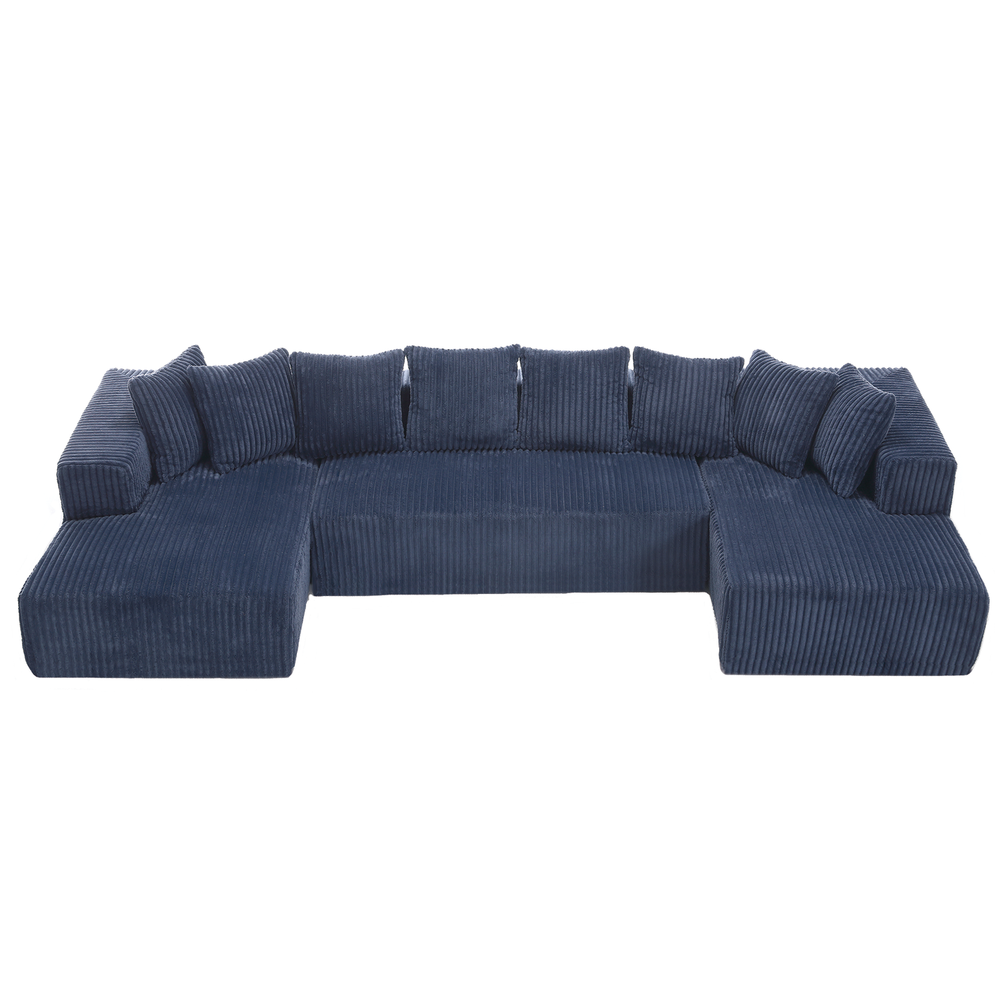 [NEW ARRIVED] [VIDEO PROVIDED]131'' Modular Sectional Couch, U-shaped sofa , Chaise Lounge, Striped fabric,Upholstered 4 Seater Couch for Living Room, Bedroom, Free Combination Sofa (Corduroy), Blue