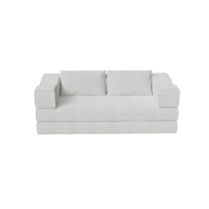 80' Convertible Couch Bed with 2 Pillows, 3-Seat Folding Floor Couch & King Size Bed Mattress, DIY Combination,Chenille,BEIGE