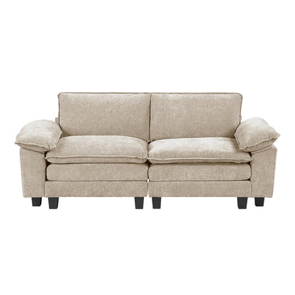 Modern Style Loveseat Plush Comfort Taupe Chenille Fabric Upholstery Contemporary Living Room Furniture 1pc Durable Plywood