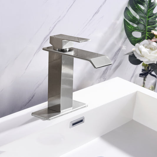 Waterfall Spout Bathroom Faucet,Single Handle Bathroom Vanity Sink Faucet