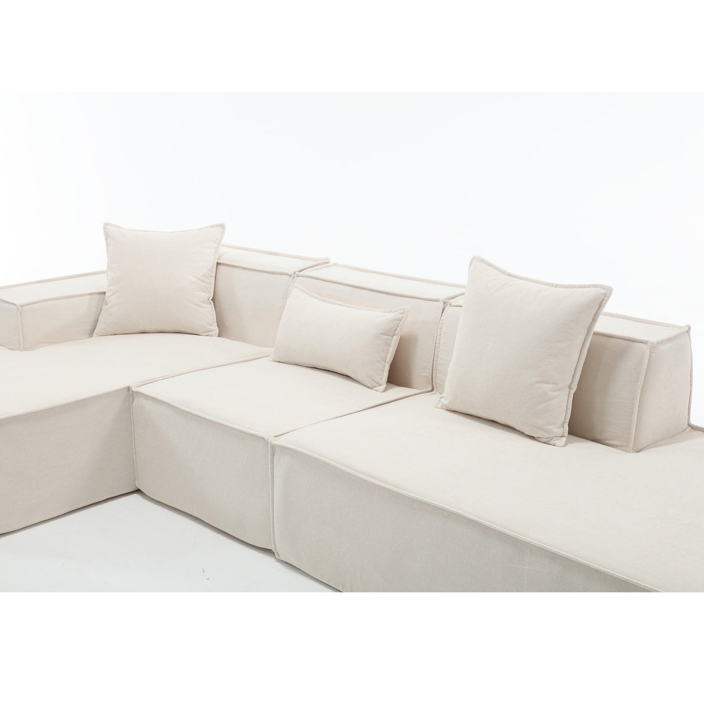 [VIDEO PROVIDED] Modular combination living room sofa set, modern minimalist sofa, free installation sofa, L-shaped, Italian minimalist tofu block sofa, Beige